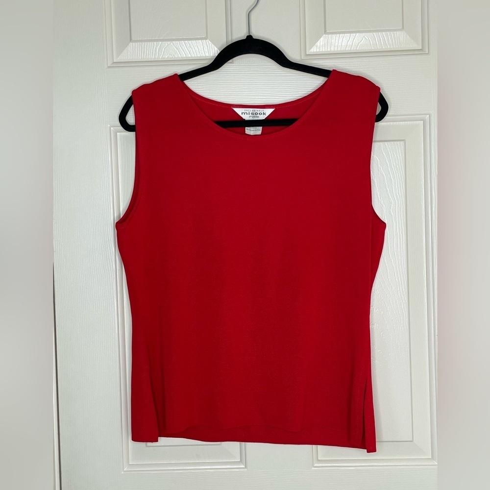 Exclusively‎ Misook Red Sleeveless Knit Tank Top Petite Large